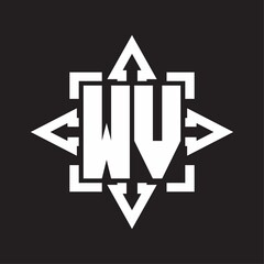 WV Logo monogram with rounded arrows shape design template
