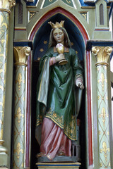 St. Barbara statue on the altar of St. Anthony of Padua at St. Roch Church in Luka, Croatia
