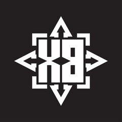 XB Logo monogram with rounded arrows shape design template