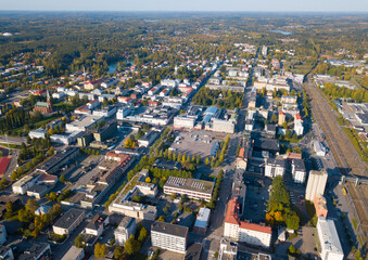 Fototapeta na wymiar Mikkeli, Finland. Drone views from city center. 2017.