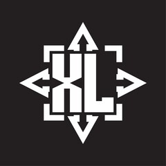 XL Logo monogram with rounded arrows shape design template