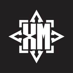 XM Logo monogram with rounded arrows shape design template
