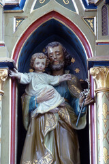 Obraz premium St. Joseph's statue at Our Lady's altar at St. Roch Church in Luka, Croatia