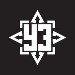 YE Logo monogram with rounded arrows shape design template