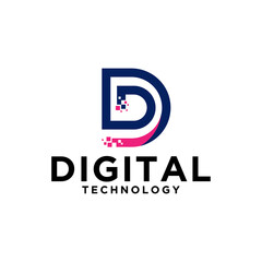 Digital technology logo icon vector. Letter D initial logo design.