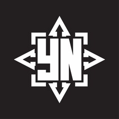 YN Logo monogram with rounded arrows shape design template