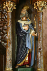 St. Ambrose statue on the main altar at St. Catherine of Alexandria Church in Stubicke Toplice, Croatia