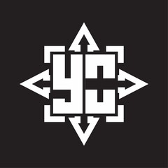 YO Logo monogram with rounded arrows shape design template