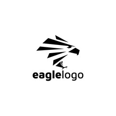 Eagle logo design vector template negative space. creative wild bird falcon hawk logotype concept icon
