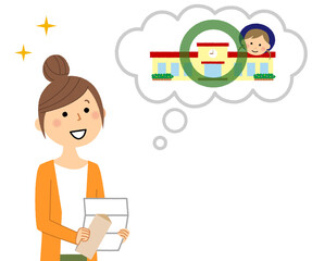 結果通知を見て喜ぶお母さん