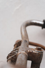 close up of a rusty bike