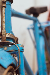 detail of an old rusty metal bike