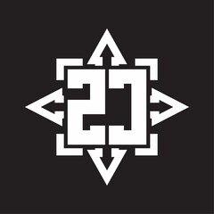ZC Logo monogram with rounded arrows shape design template