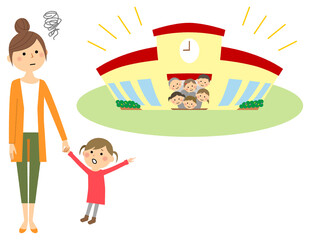 保育園に行きたがる待機児童とお母さん