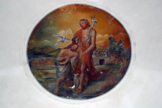 Baptism of the Lord, fresco at St. Catherine of Alexandria Church in Dapci, Croatia