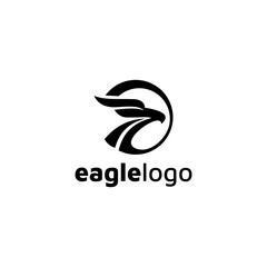 Eagle logo design vector template negative space. creative wild bird falcon hawk logotype concept icon