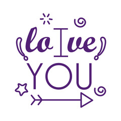 I love you text with arrow line style icon vector design