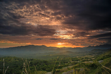 sunset over the mountains