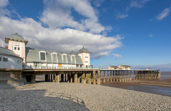 Low tide at the Victorian era Penarth Pier in the Vale of Glamorgan - Wales. Opened in 1894.

