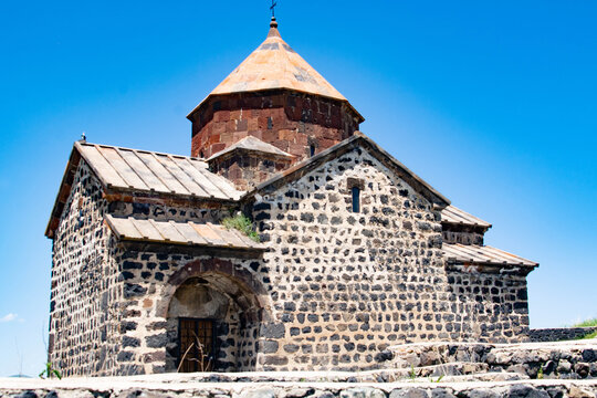 Church in nature. Beautiful architecture of churches. Armenian monasteries and churches. Apostolic churches. Monastery complex. Beautiful temples. Sevanavank Monastery