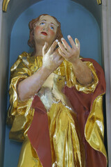 Saint Barbara statue on the main altar in Our Lady Chapel in Dubovec, Croatia