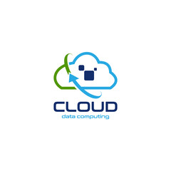 Cloud computing technology vector logo design