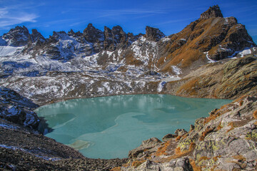 Landscape with glacier lake at mount Pizol, Switzerland