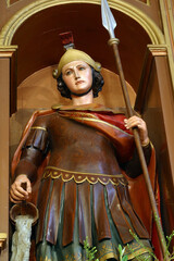 St. Florian statue on the main altar in the Church of the Holy Three Kings in Lomnica Donja, Croatia