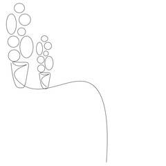 Indoor plant in pot on table line drawing vector illustration