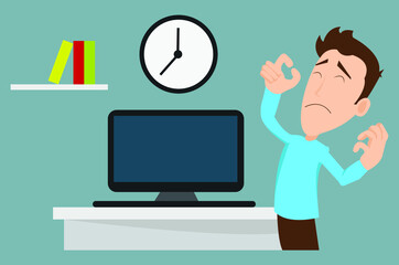 Office Workplace Frustrated Tired Stock Vector Illustration