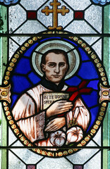 Blessed Aloysius Stepinac, stained glass window at Saint Nicholas Parish Church in Donja Zelina,...