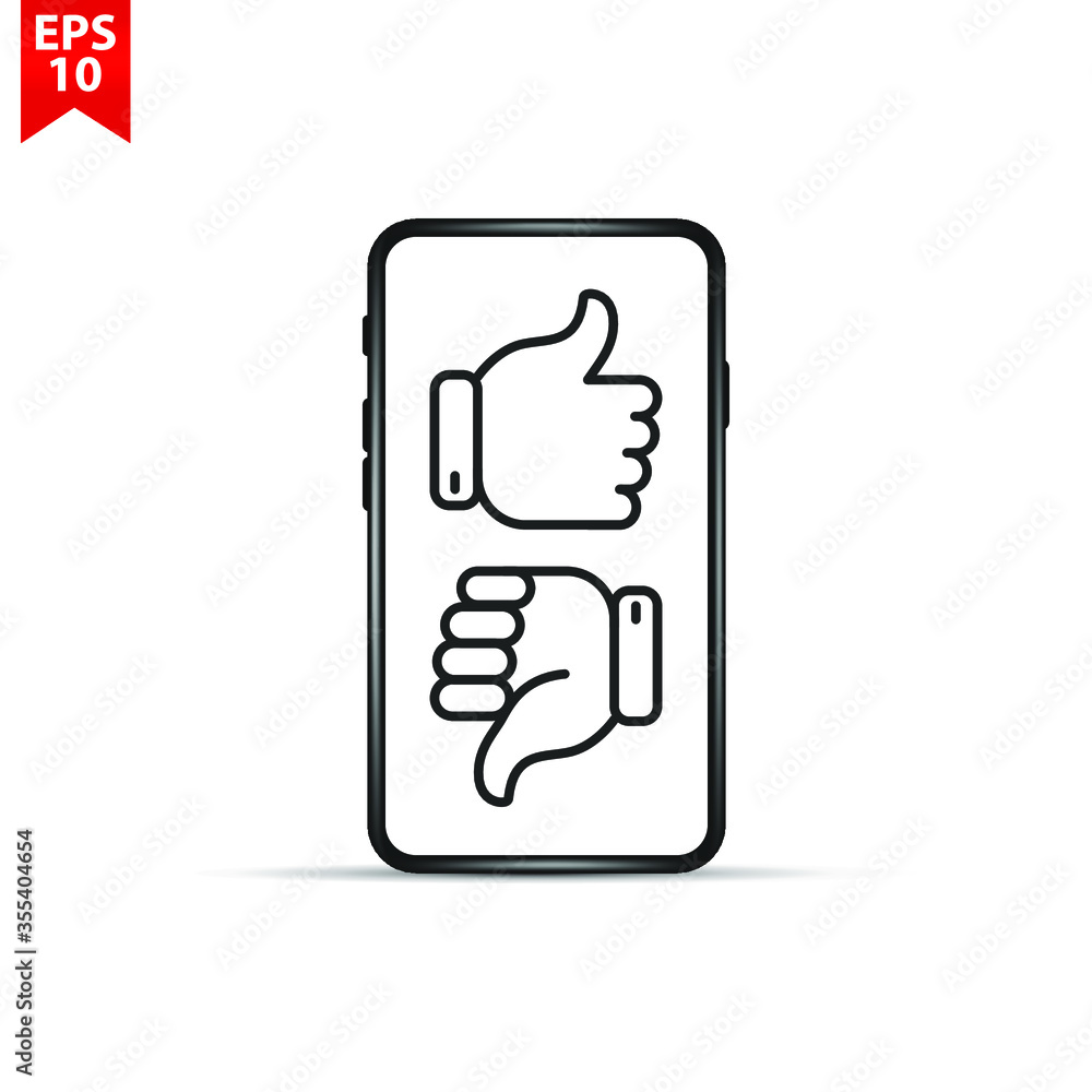 Aufkleber like and dislike icons set. selection buttons between 