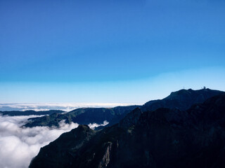 Naklejka na ściany i meble View to Mountains in the clouds. Madeira Island.