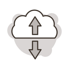 cloud computing with arrows line style icon