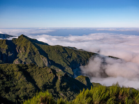 View to Mountains in the clouds. Madeira Island.