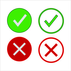Check mark and X mark icon. illustration for web and mobile design.