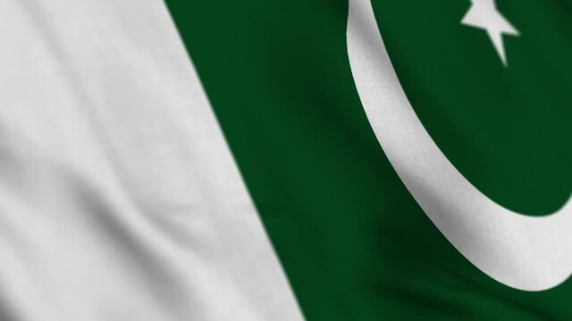 Pakistan national flag waving with fabric texture fluttering in wind in a seamless loop in smooth slowmotion animation background