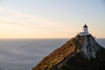 A part of Nugget Point is one of the most beautiful landforms along the Otago coast of New Zealand with a lighthouse and a scattering of rocky islets.