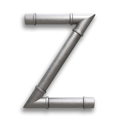 Alphabet made of Metal pipe, letter Z with clipping path