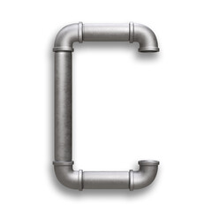 Alphabet made of Metal pipe, letter C with clipping path