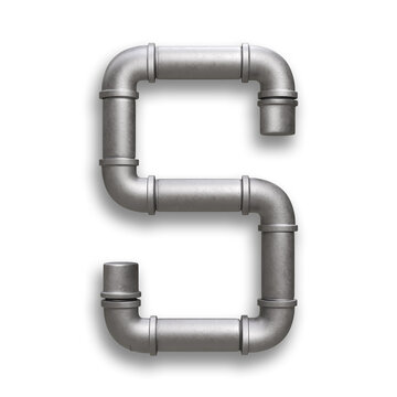 Alphabet made of Metal pipe, letter S with clipping path