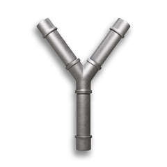 Alphabet made of Metal pipe, letter Y with clipping path