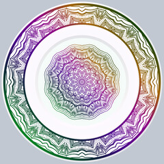 decorative round border and mandala ornament. Vector illustration.