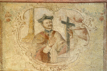 Saint Francis Xavier, fresco at Holy Trinity Parish Church in Donja Stubica, Croatia