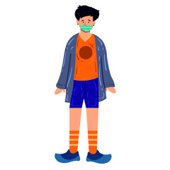 cute artist people with mask vector
