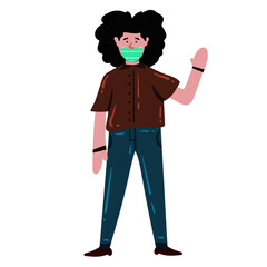 cute artist people with mask vector
