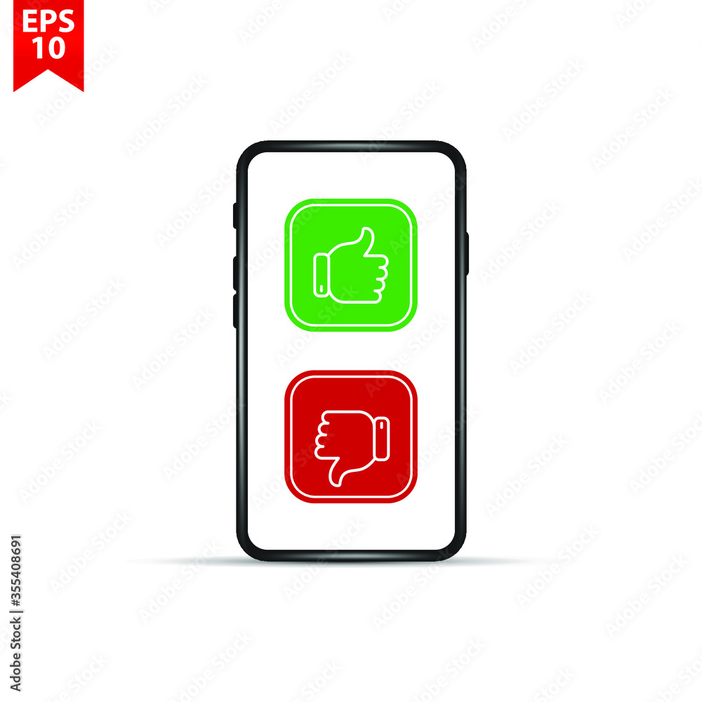 Aufkleber like and dislike icons set. selection buttons between 
