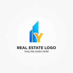 Obraz premium Simple and Modern Y Letter Real Estate Logo Template for Your Business