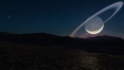 beautiful alien planet in far space, realistic exoplanet, planet suitable for colonization, planet...
