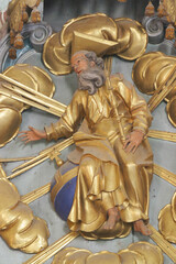 God the Father statue on the altar of the Parting of the Apostles at the Church of Our Lady of Jerusalem at Trski Vrh in Krapina, Croatia